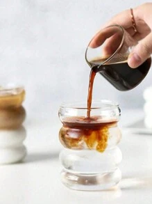 1 Clear Glass With Glass Straw With Lid, Caterpillar Handle, Simple Creative Americano Mug For Breakfast