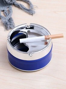 1 pièce Cendrier élégant, cendrier en acier inoxydable résistant aux rayures, anti-renversement avec couvercle résistant au vent, pour la maison, le café, le bar, la voiture