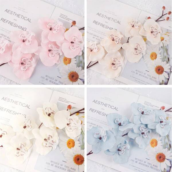 1/2 peças, orquídea borboleta artificial de primavera, orquídea falsa de 29 polegadas de altura, flor para decoração de vaso, lareira para casa, decoração de primavera para casamento