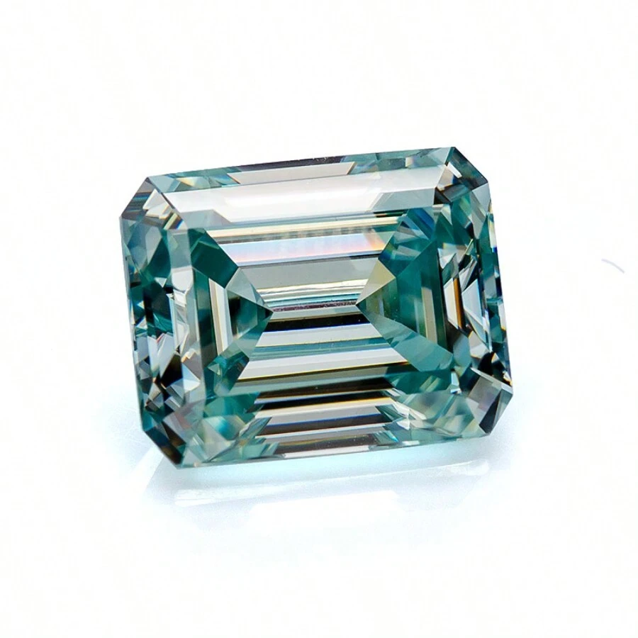 1pc High Quality Fashion Moissanite Fancy Cut Emerald Green Aquamarine Gemstone For Jewelry Setting And Decoration