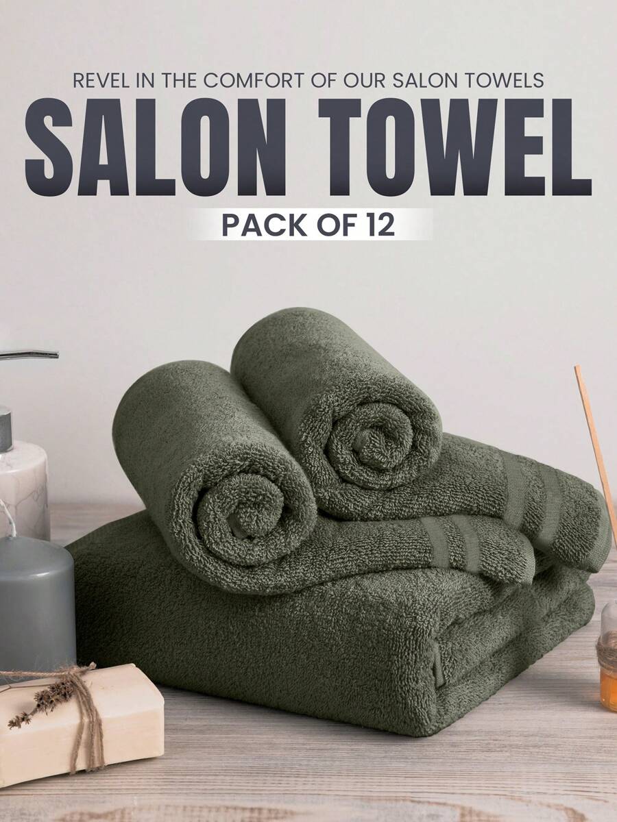 Bleach-Resistant Cotton Salon Towels Room Blanket  (16x27 Inches) – For Bleaching, Gym Hand Towels  Bathroom 12pcs/Set 24pcs/Set Dusty Olive - Dusty Olive - View 1