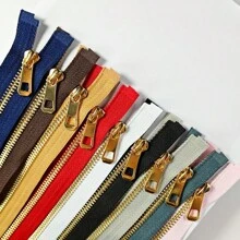 5pcs #5 Light Gold Metal Zippers, Y Teeth Single Sliders, Suitable For Jackets, Coats, Down Jackets, Multiple Colors & Sizes Available