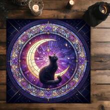 1 件塔罗牌桌布五角星月亮花塔罗牌巫术祭坛占卜棋盘游戏装饰垫棋盘游戏桌布适用于异教徒摆锤巫术工具 - 彩色 - 查看 5