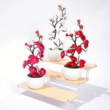 Cây hoa mận nhân tạo trồng trong chậu cho Giáng sinh, ý tưởng trang trí nhà cửa chân thực và làm quà tặng cho năm mới - Nhiều màu - Xem 3