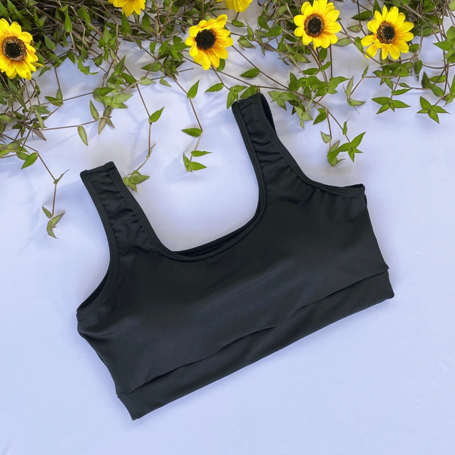 Basic Fitness Tank Top With Removable Pads Gym Walking Suplex Women's Workout - Black - View 1