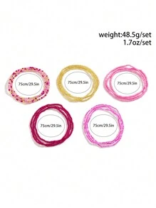 5pcs/Set Retro Boho Style Colorful Beaded Multi-Layer Belly Chain, Women Fashion Beach Holiday Sexy Body Jewelry Gift (Beads Color Order Randomly)
