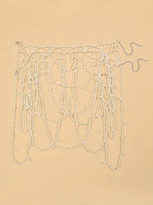 1pc Handcrafted Elegant Multi-Layer Bead (Imitation) Pearl Bridal Shawl Tassel Body Chain Accessory, Suitable For Daily, Party, Prom, Commute, College And Occasions, Valentine's Day, Mother's Day Gift,Festival,Birthday - White - View 5