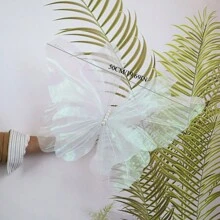 大型丝绸蝴蝶人造手工花，户外摄影婚礼装饰道具（仅花头，无基部或茎） - Colorful white - 查看 3