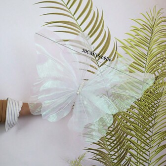 大型丝绸蝴蝶人造手工花，户外摄影婚礼装饰道具（仅花头，无基部或茎）