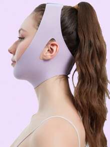 1pc Women V-Shaped Face Bandage, Breathable & Skin-Friendly, Soothes Facial Muscles, Yoga Assistance Elastic Band, Sleep Anti-Snoring Jaw-Tightening Band