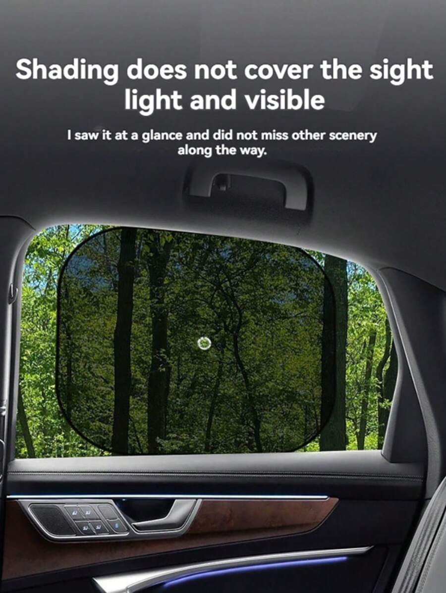 2 件装汽车侧窗网状遮阳板带吸盘，黑色网状遮阳帘隔热防晒