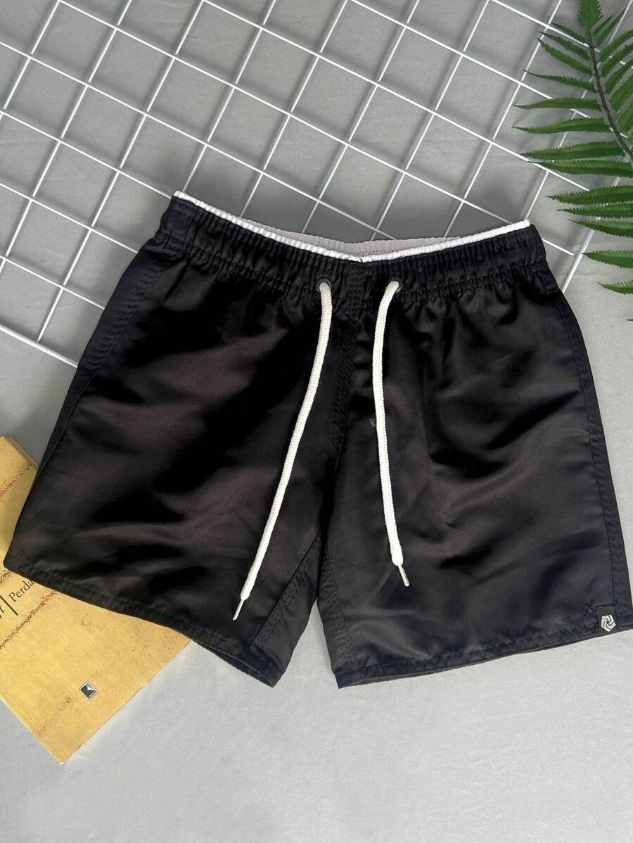 Bermuda Short Tactel Boy's Children's Youth Drawstring Fit 4 To 14 - 黑色 - 查看 1