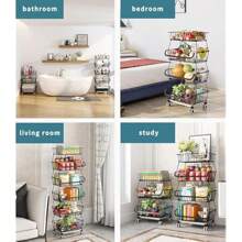 CarolynDesign Metal Wire Baskets Black Iron Wire Storage Bins With Wheels And Feet Stackable Vegetable Storage Baskets 6-Tier Baskets - 6-TierBaskets - View 5