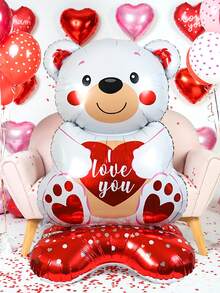 1 Stück 58-Zoll Ständer Ich liebe dich Herz Umarmung Weißer Bär Ballon, Cartoon Bär Folienballon, Jahrestag, Herz Weißer Bär Ballon, geeignet für romantisches Thema Valentinstag Party Dekoration, Heiratsantrag, Hochzeitsfeier, Jahrestag, Geburtstag - Verschiedenfarbig - Übersicht 7