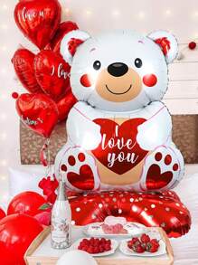 1 Stück 58-Zoll Ständer Ich liebe dich Herz Umarmung Weißer Bär Ballon, Cartoon Bär Folienballon, Jahrestag, Herz Weißer Bär Ballon, geeignet für romantisches Thema Valentinstag Party Dekoration, Heiratsantrag, Hochzeitsfeier, Jahrestag, Geburtstag - Verschiedenfarbig - Übersicht 8