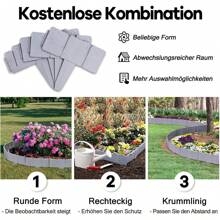 LILIIN Rasenkante in Steinoptik Beetumrandung Garten Border Rasenkante Kunststoff Mähkante Gartenumrandung Palisade Anthrazit/Grau - Anthrazit 5m - Übersicht 11