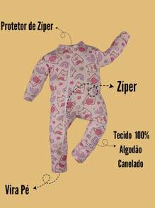 Baby Romper 3 Piece Kit Assorted Print - Zipper And Foot Turn Boy - Girl - Baby Pink - View 3