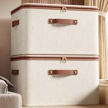 1pc/2pcs/5pcs Modern Foldable Storage Boxes With Zipper Lid And Handle, Linen Fabric, Collapsible Closet Organizers, Rectangular Multi-Purpose Non-Waterproof Storage Bins For Underwear, Bras, Socks, Clothes Drawers, Under Bed - Beige - View 10