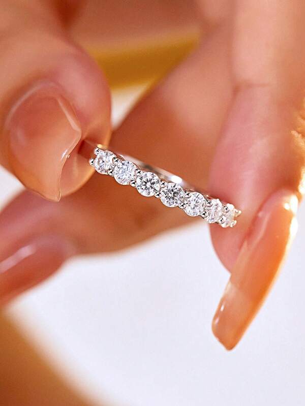 1Pc Moissanite Engagement Ring Wedding Band S925 Sterling Silver Promise Ring Eternity Ring Anniversary Ring Luxury Jewelry Gifts For Women