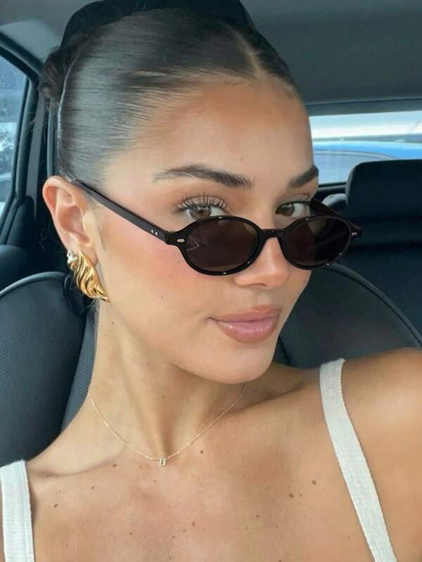 1 PC Women's Acrylic Retro Oval Frame Fashion Hundred Fashion Glasses For Summer Vacation Outing And Use Beach Accessories For Women Fashion Glasses Fashion Glasses Shades Basics And Suit For Sweater Jeans Sweatpants Hoodie Jackets Dress And Long Sleeve Shirt For Summer Beach Vacation,Outdoor,Travel Preppy Style For Back To School