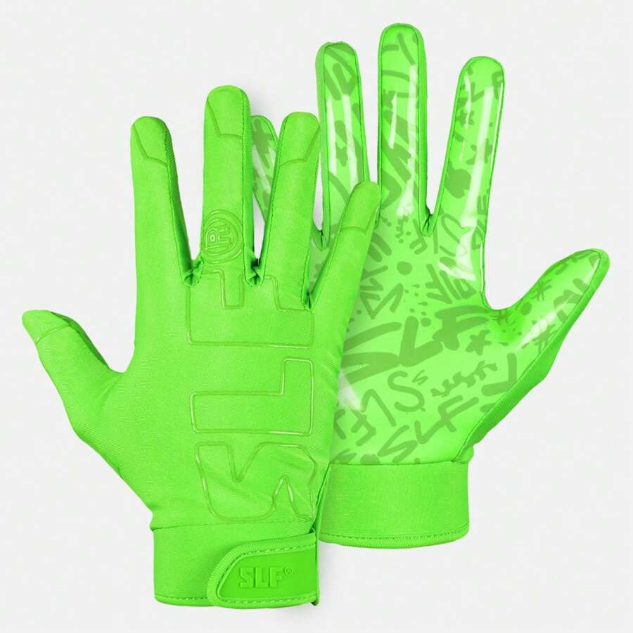 Neon Green Sticky Football Receiver Gloves - Hot Green - View 1