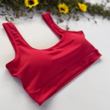 Basic Fitness Tank Top With Removable Pads Gym Walking Suplex Women's Workout - Red - View 2