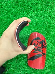 1 Pair 16*10cm High-Intensity Football Shin Guards For Men, Sports Pattern, Made Of PBT Material For Durability, Breathability And Comfort - Rusty Rose - View 5