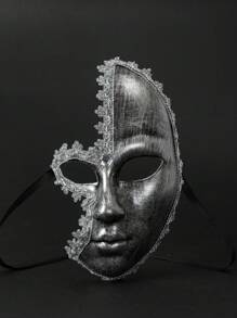 1 件复古金色和银色水钻化妆舞会面具威尼斯舞会万圣节派对面具 - A - 查看 2