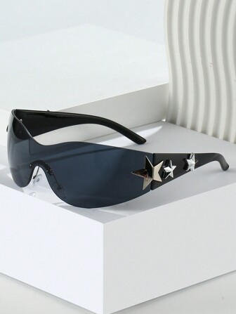 1 件大框男女多色星星 Y2K 女士时尚眼镜，运动时尚眼镜，波西米亚风格时尚眼镜，适合派对和旅行夏季，海滩配饰