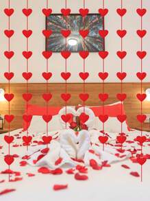 32pcs/2sets Heart Shaped Bunting Pennants, Hearts Felt Garland, Valentine's Day Felt Heart Hanging String, Heart Hanging Bunting Banner Backdrop, For Valentine's Day DIY Crafts, Anniversaries, Fireplaces, Anniversary, Engagement & Wedding Party Decorations, Room, Home Decor, Atmosphere Setting, Family Gatherings, Wall, Theme Party Hanging Decorations, Garden Yard Decor - Red - View 9