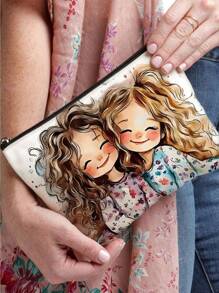 1pc Girl's Printed Pattern Makeup Bag, Suitable For Storing Cosmetics And Stationery, A Gift For Female Friends & Girlfriends Makeup Bags Makeup Organizer Make Up Organizer Makeup Storage Makeup Pouch Make Up Pouch Make Up Bag - White - View 4