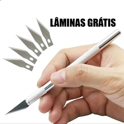 Estilete de Precisão Corte Bisturi em Alumínio Aço Inoxidável 6 Lâminas Faca Artesanato