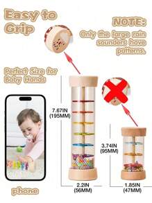 Houten regenmaker Montessori speelgoed, baby rammelaar sensorische ontwikkelings speelgoed, coördinatie en ritme regenstok baby speelgoed