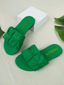 Children's Fashion Outdoor Sandals, Summer Square Toe Flat Shoes, Lace-Up Sandals, New Girls Shoes, Fashionable Beach Slippers - Green - View 2