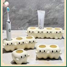 New Toothpaste And Toothbrush Holder Rack, Adorable Bathroom Electric Toothbrush Stand Ceramic Vanity Organizer Home Bathroom Decor Fall Decor Back To School - Milky White - View 1