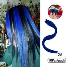 10片装和30片装合成直发，24英寸PU胶带式合成直发接发，迷你胶带式接发，隐形彩色胶带式接发，适合日常聚会、节日、情人节、狂欢节等场合（24英寸，10片/包，35克） - 彩色 - 查看 16