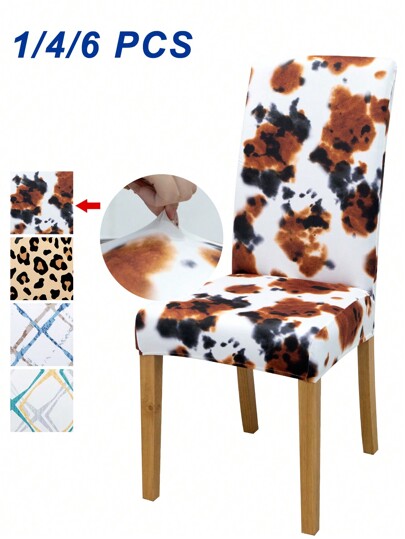 1/4/6 peças Capas de cadeira elásticas removíveis impressas em 3D