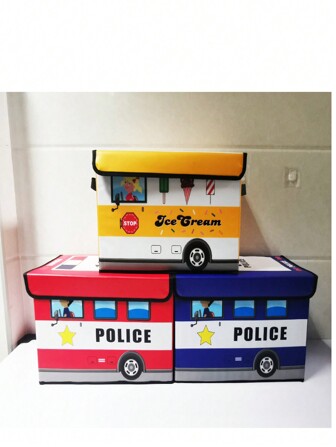 1pc Cartoon Car Storage Box Foldable Dormitory Clothing Sorting Box Waterproof And Moisture Proof Toy Snack Storage Box,Basket,Gift Basket,Basket For Gifts,Wall Basket,Mini Velvet Basket,Storage And Organizer Bins,Makeup Basket,Living Room,Room Basket