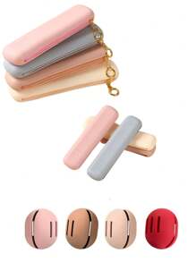 Bolsa de maquillaje portátil con 1 soporte de silicona para brochas de maquillaje y 1 soporte para esponjas de maquillaje, organizador de brochas de maquillaje, soporte para esponjas de maquillaje, estuche con cremallera para brochas de maquillaje, soporte de silicona para brochas de maquillaje, accesorio de viaje portátil, adecuado para vacaciones, playa, baño, dormitorio, gran capacidad - Multicolor - Ver 8