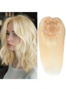 613 Blonde Human Hair Toppers For Women 150% Density Silk Base Clip In 14 * 16cm Hair Topper Real Human Hair For Women With Thinning Hair Cover Grey Hair Root