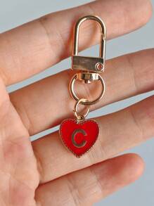 Letter Heart Pendant Keychain, Initial Letters A-Z Bag Pendant,Alloy Fashion Charm Key Ring,With Carabiner,Personalized Initial Key Holder For Backpack,Wallet,Headphone Case,For Friends, Family, And Couples Ideal Gift