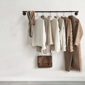 1 Piece Of 36.02 Inch Length Black Metal Hat Rack, American Wall Mounted Clothing Display Rack, Suspended Industrial Style Metal Hanger, Commercial Clothing Store Clothing Display Rack, Multifunctional Towel Rack, Hanger, Lobby Hanger, Wedding Rack, Suit Rack, Formal Rack, Clothing Rack Combination, Kitchen Wall Mounted Storage Rack, Living Room Wall Mounted Storage Rack