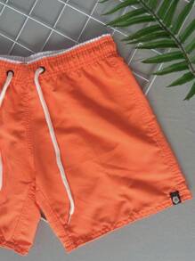 Bermuda Short Tactel Boy's Children's Youth Drawstring Fit 4 To 14 - Orange - View 3