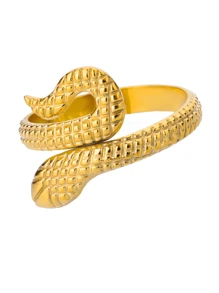 1 st. Gouden Kleur Roestvrijstalen Slangenringen Voor Vrouwen Mannen Open Verstelbare Ring Vintage Gotische Punk Feest Esthetische Sieraden