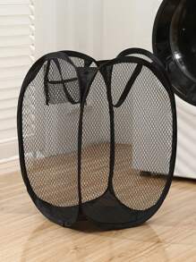 1pc Foldable Grid Laundry Basket, Solid Color Minimalist Storage Basket, Household Bathroom Dirty Clothes Hamper - Multicolor - View 6