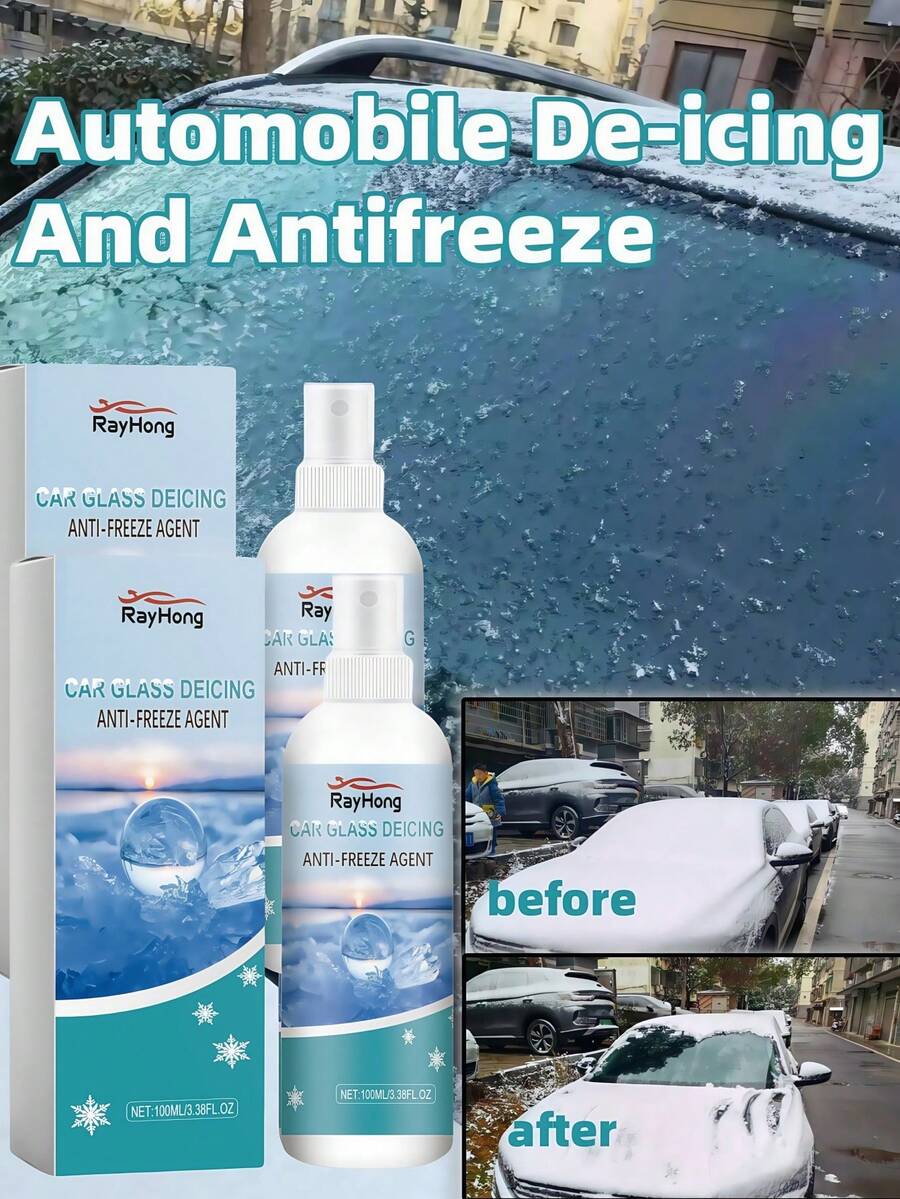 rayhong Random Delivery Of Automotive Glass Deicing & Anti-Freeze Liquid To Keep Windshield Clear, Anti-Fog, Anti-Dust For Improved Visibility