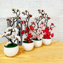 Cây hoa mận nhân tạo trồng trong chậu cho Giáng sinh, ý tưởng trang trí nhà cửa chân thực và làm quà tặng cho năm mới - Nhiều màu - Xem 10