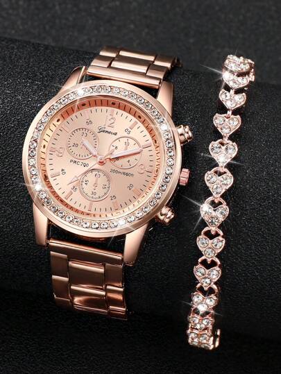 Quartz Wrist Horloge Steel Strap, Eye Dial Bracelet