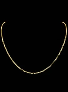 Stainless Steel 60 Cm Length Box Chain Necklace For Women Men Gold Silver Color Classical Rope Link Choker - Necklace - View 2