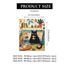 1pc Unframed Wall Art Poster, Cat Drinking Coffee Artwork, Casual Black Cat Home Decor Painting For Living Room, Bedroom, Corridor, Dorm